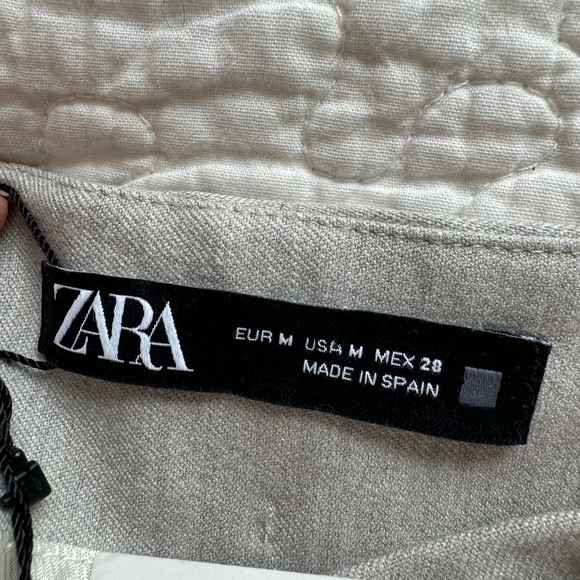 NWT ZARA Flare with cuts Women’s pants Medium Grey tan high rise - Picture 2 of 8